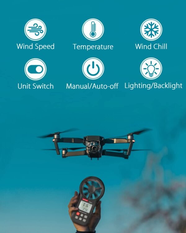 Wintact Handheld Anemometer, Digital Vane Wind Speed Meter Gauge——WT87A - Image 2