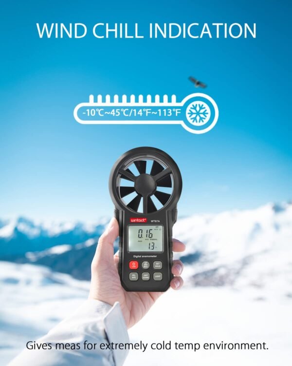 Wintact Handheld Anemometer, Digital Vane Wind Speed Meter Gauge——WT87A - Image 4