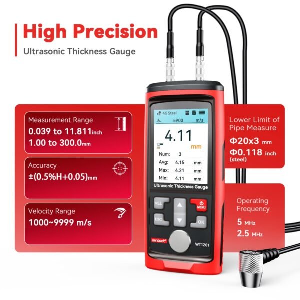 Wintact Digital Ultrasonic Thickness Gauge——WT1201 - Image 2