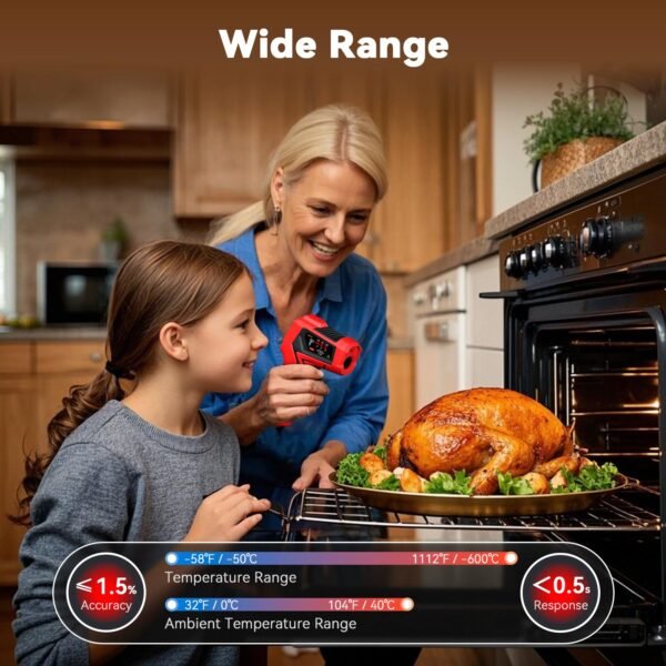 Wintact Laser Infrared Thermometer Gun, -58°F to 1112°F Surface Heat Temperature Gun——WT313B - Image 2