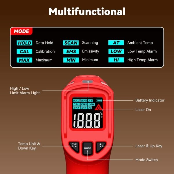 Wintact Laser Infrared Thermometer Gun -58℉ to 1472℉——WT313C - Image 7