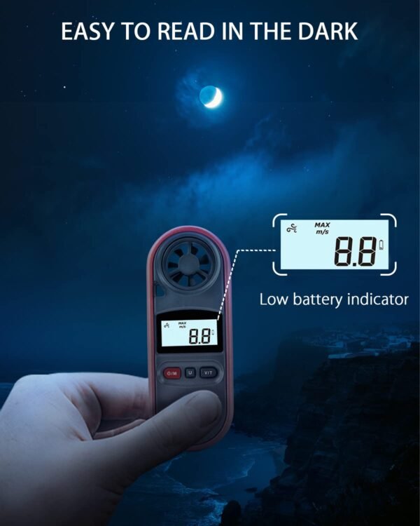 Wintact Handheld Anemometer, Digital Wind Speed Meter Gauge, Air Flow Velocity Tester with Measuring Wind——WT816A - Image 5